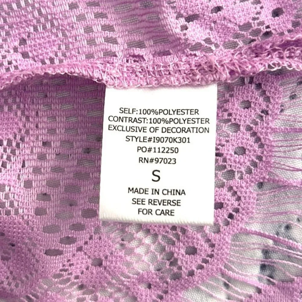 MIKEN Women's Lace Cold-Shoulder Swim Cover-Up Violet Tulle - Picture 6 of 7